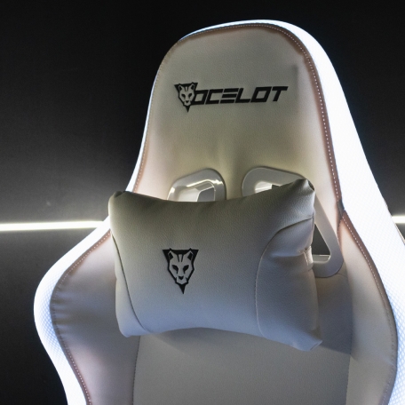 SILLA GAMER OCELOT GAMING RGB COLO BLANCO BASE DE METAL DESCANSA BRAZOS  AJUSTABLES DE 4 DIMENSIONES ANGULO DE INCLINACION 155 GRADOS SOPORTA HASTA  150KG COJIN DE DESCANSO LUMBAR Y CER ORGB-WHITE THUNDRA 