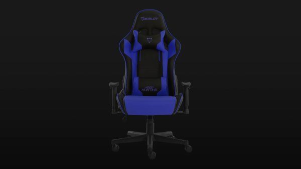 silla gamer azul con negro