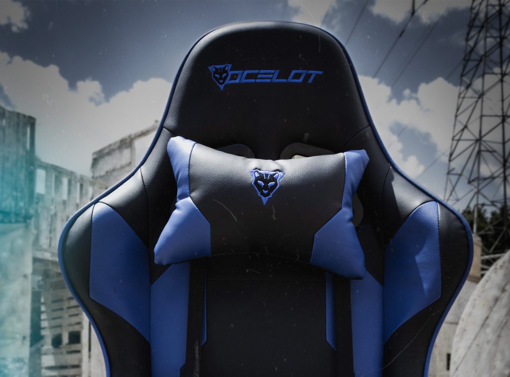 silla gamer azul vinipiel