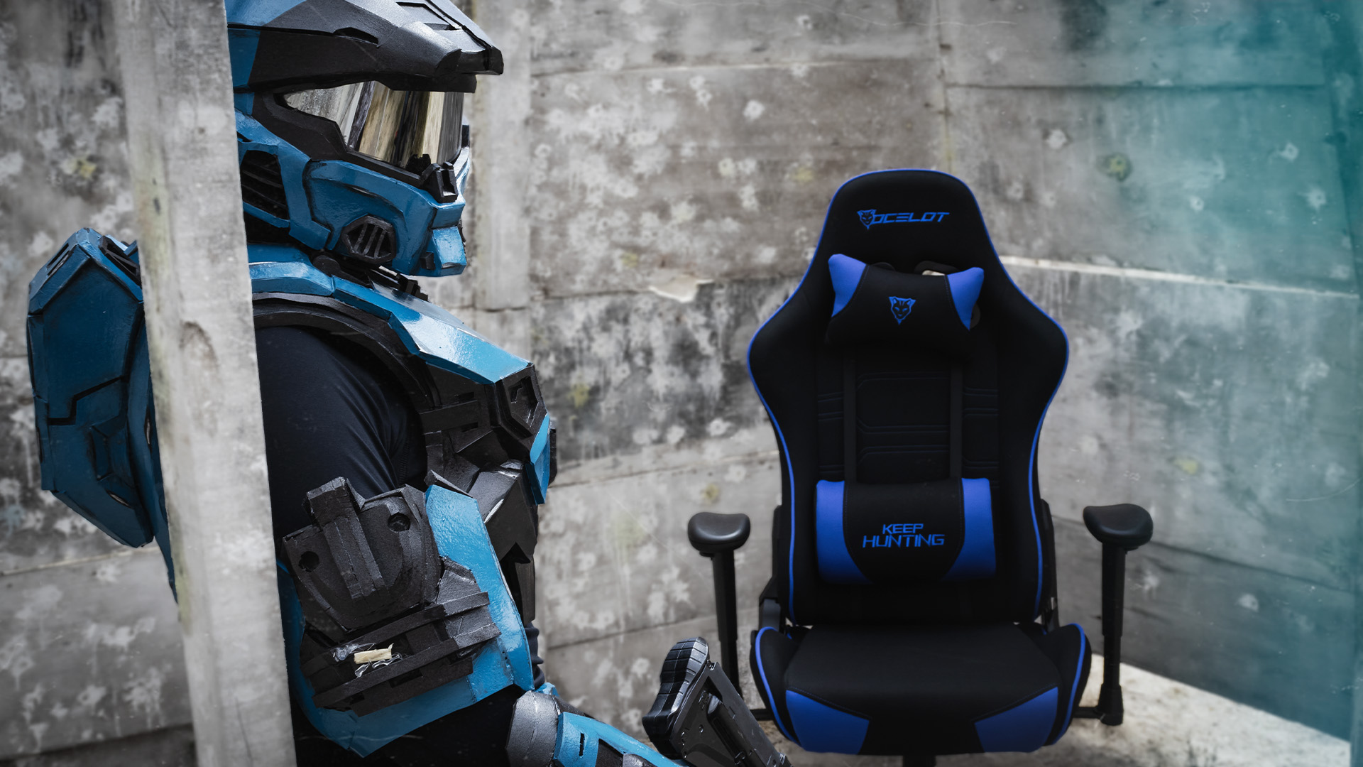 silla gamer azul de tela